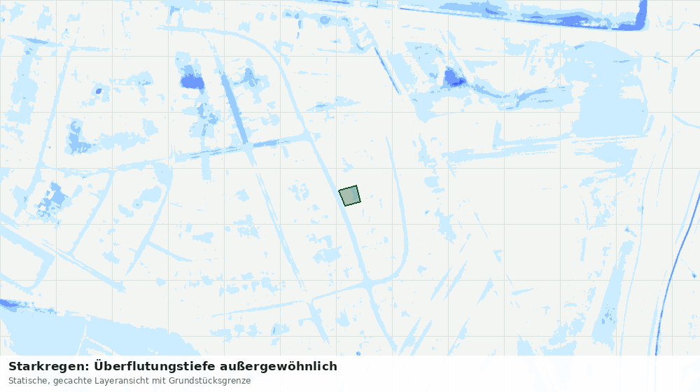 Statische Kartenansicht: Starkregen: Überflutungstiefe außergewöhnlich
