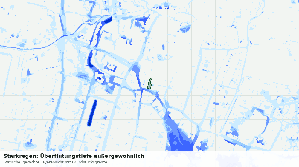 Statische Kartenansicht: Starkregen: Überflutungstiefe außergewöhnlich