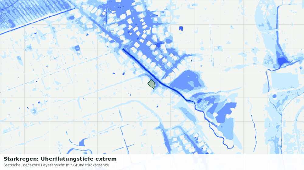 Statische Kartenansicht: Starkregen: Überflutungstiefe extrem