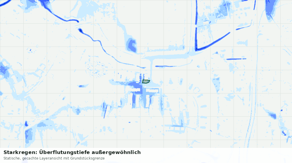 Statische Kartenansicht: Starkregen: Überflutungstiefe außergewöhnlich