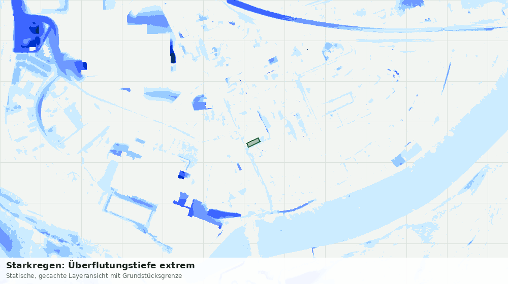 Statische Kartenansicht: Starkregen: Überflutungstiefe extrem