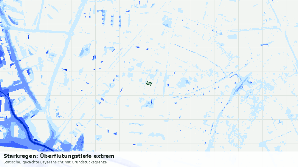 Statische Kartenansicht: Starkregen: Überflutungstiefe extrem