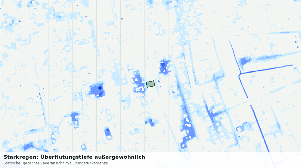 Statische Kartenansicht: Starkregen: Überflutungstiefe außergewöhnlich