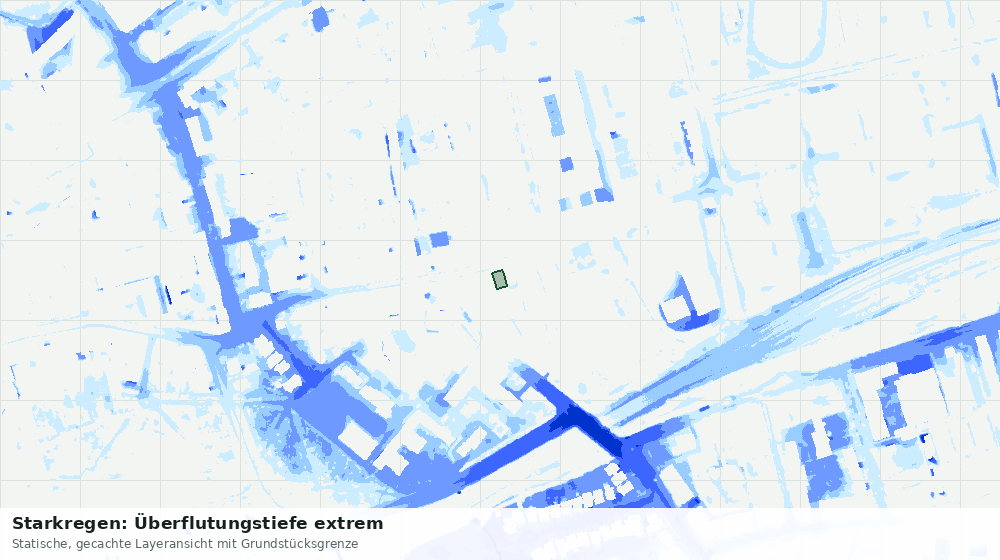 Statische Kartenansicht: Starkregen: Überflutungstiefe extrem