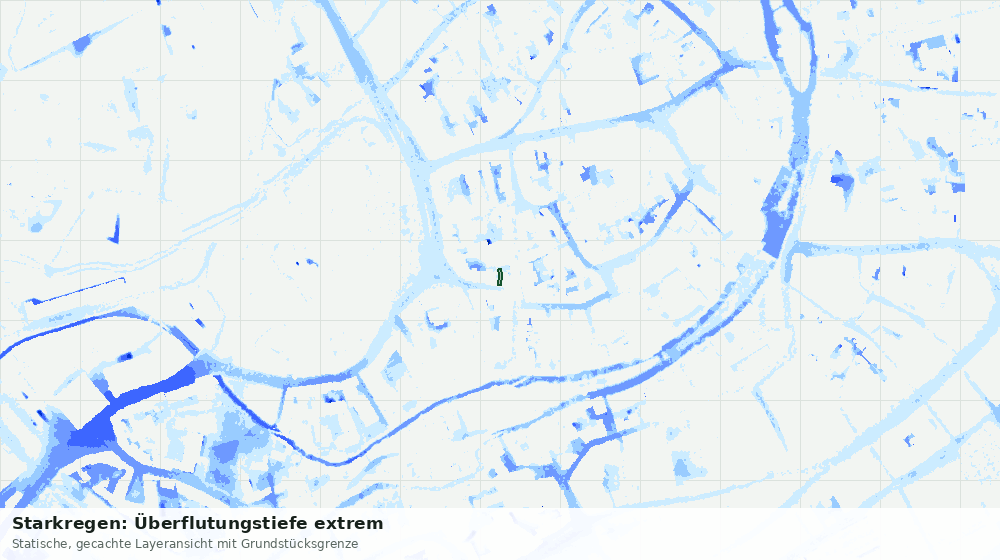 Statische Kartenansicht: Starkregen: Überflutungstiefe extrem