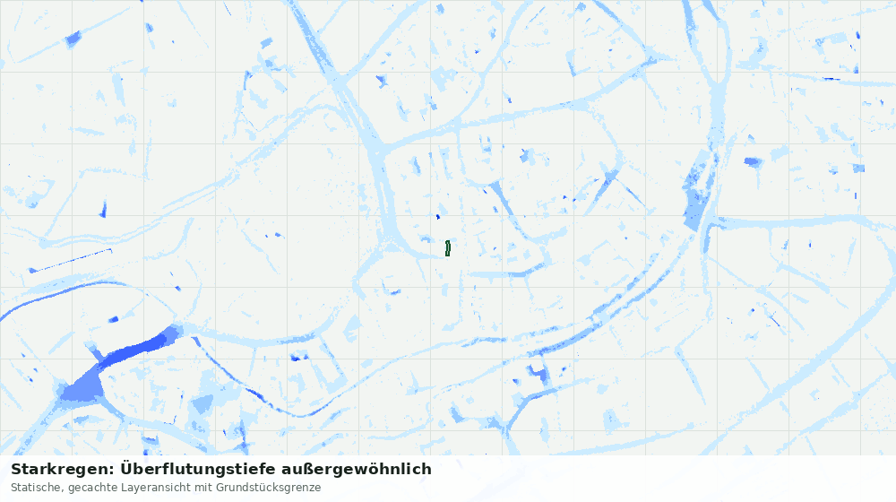 Statische Kartenansicht: Starkregen: Überflutungstiefe außergewöhnlich