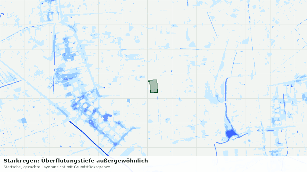 Statische Kartenansicht: Starkregen: Überflutungstiefe außergewöhnlich