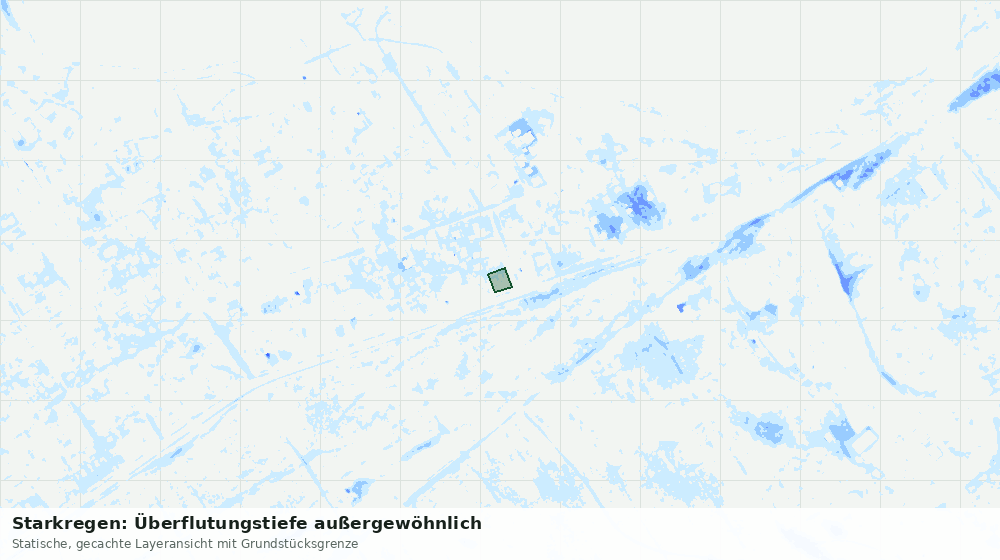 Statische Kartenansicht: Starkregen: Überflutungstiefe außergewöhnlich