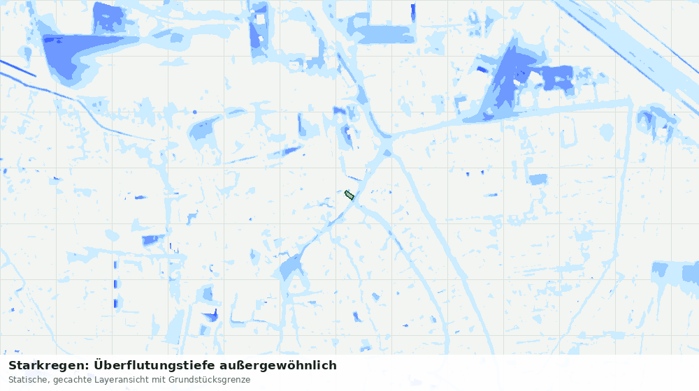 Statische Kartenansicht: Starkregen: Überflutungstiefe außergewöhnlich