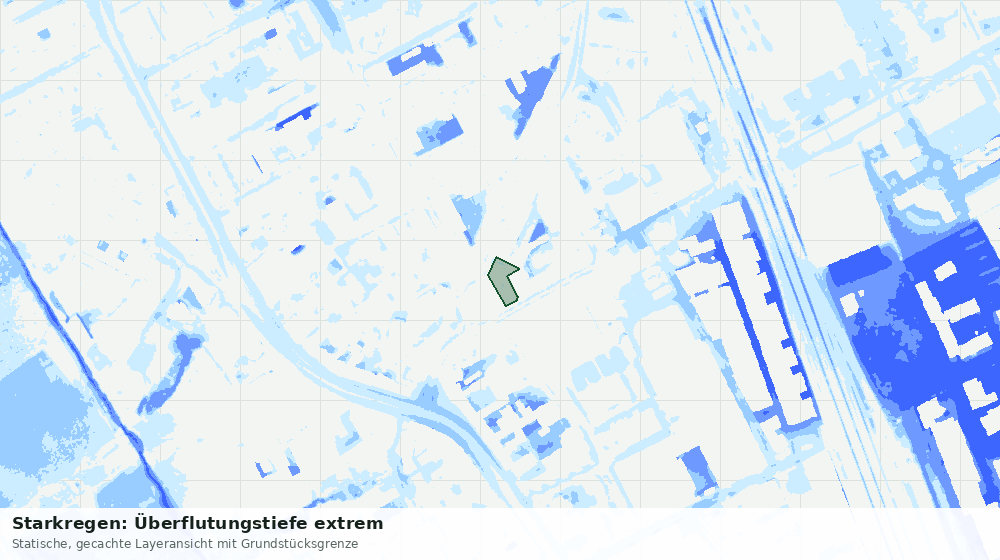 Statische Kartenansicht: Starkregen: Überflutungstiefe extrem
