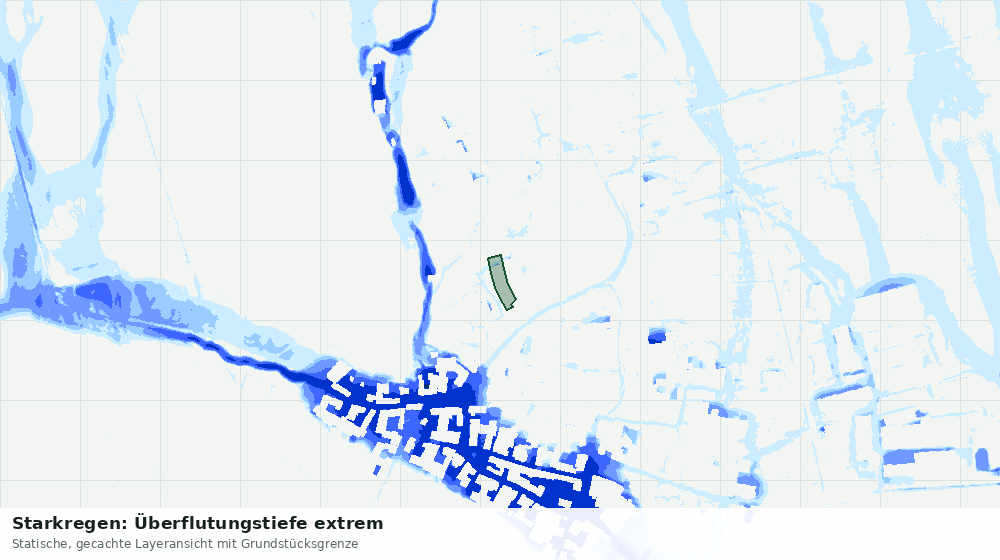 Statische Kartenansicht: Starkregen: Überflutungstiefe extrem