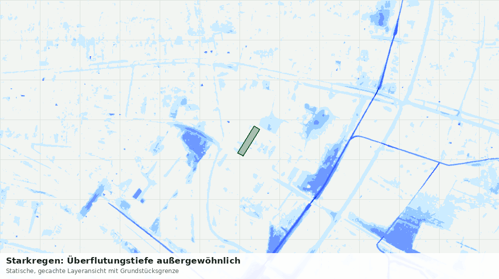 Statische Kartenansicht: Starkregen: Überflutungstiefe außergewöhnlich