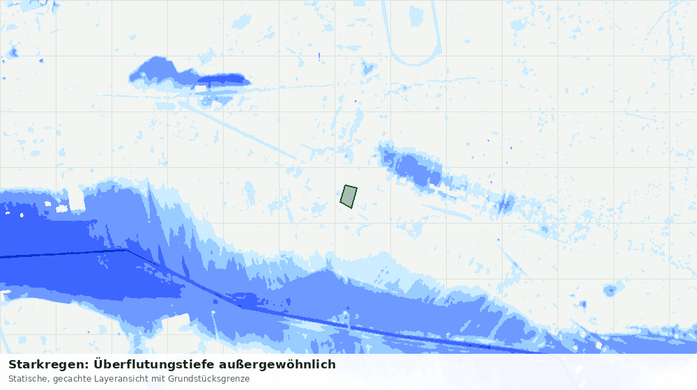 Statische Kartenansicht: Starkregen: Überflutungstiefe außergewöhnlich