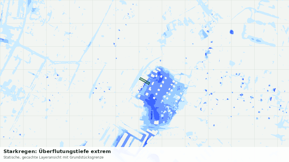 Statische Kartenansicht: Starkregen: Überflutungstiefe extrem