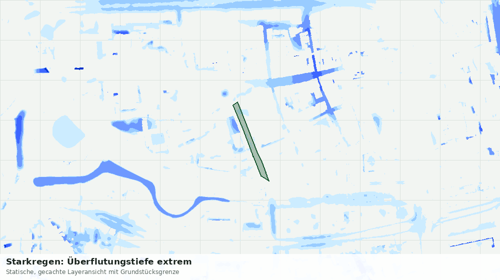 Statische Kartenansicht: Starkregen: Überflutungstiefe extrem