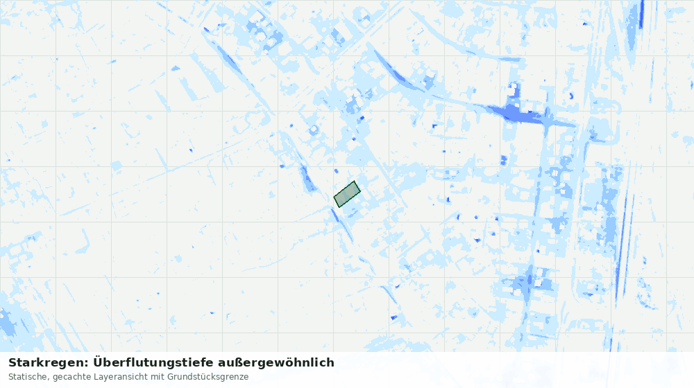 Statische Kartenansicht: Starkregen: Überflutungstiefe außergewöhnlich