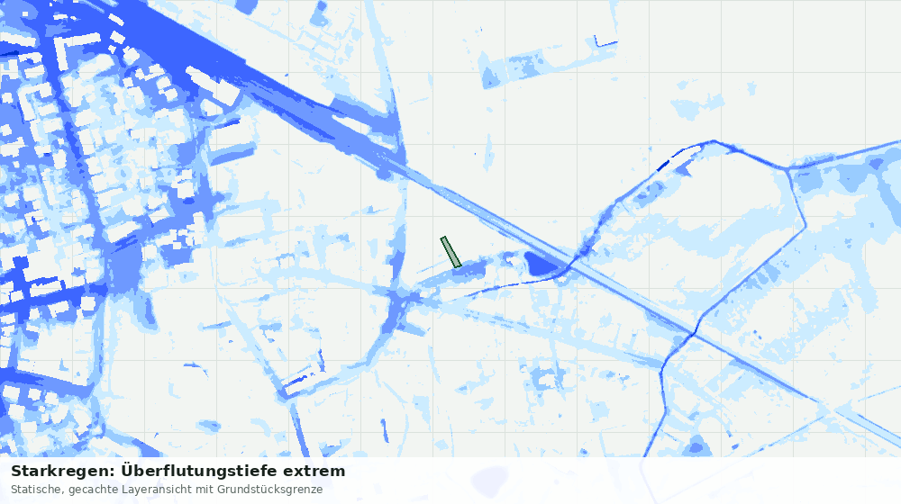 Statische Kartenansicht: Starkregen: Überflutungstiefe extrem