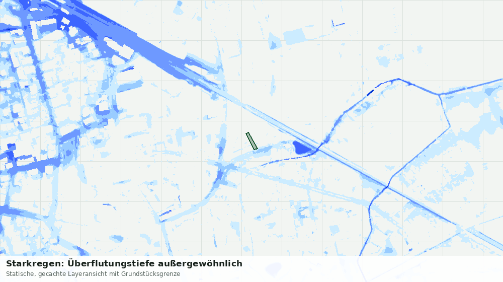 Statische Kartenansicht: Starkregen: Überflutungstiefe außergewöhnlich