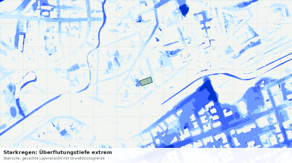 Statische Kartenansicht: Starkregen: Überflutungstiefe extrem
