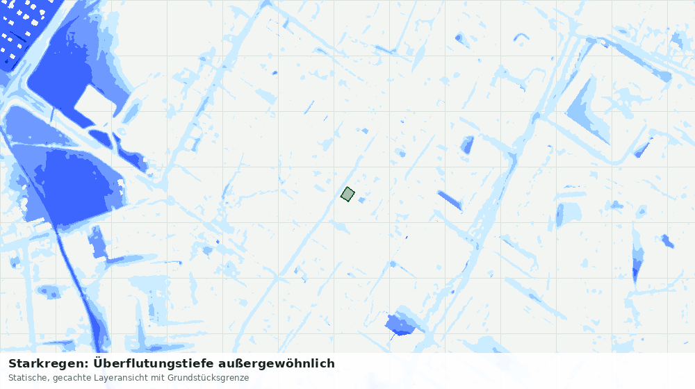 Statische Kartenansicht: Starkregen: Überflutungstiefe außergewöhnlich