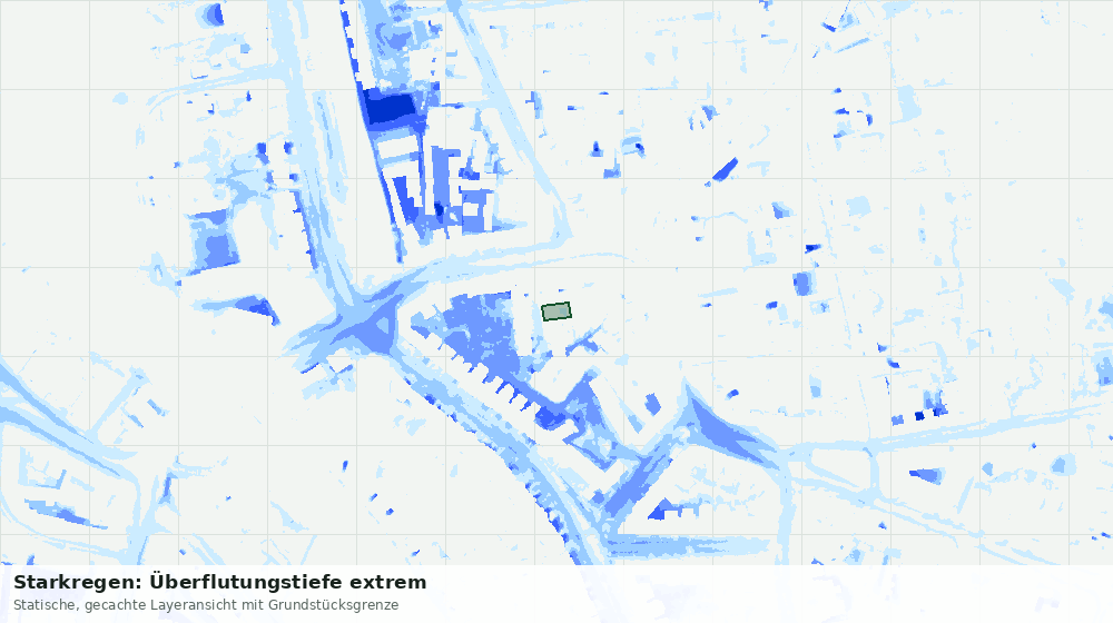 Statische Kartenansicht: Starkregen: Überflutungstiefe extrem