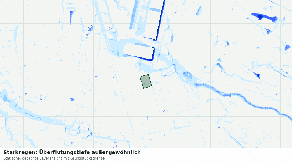 Statische Kartenansicht: Starkregen: Überflutungstiefe außergewöhnlich