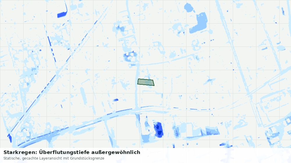 Statische Kartenansicht: Starkregen: Überflutungstiefe außergewöhnlich
