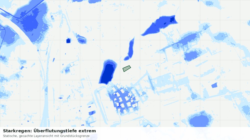 Statische Kartenansicht: Starkregen: Überflutungstiefe extrem
