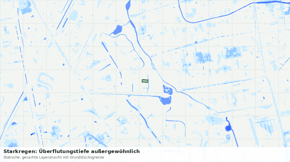 Statische Kartenansicht: Starkregen: Überflutungstiefe außergewöhnlich