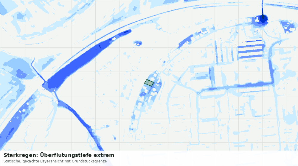 Statische Kartenansicht: Starkregen: Überflutungstiefe extrem