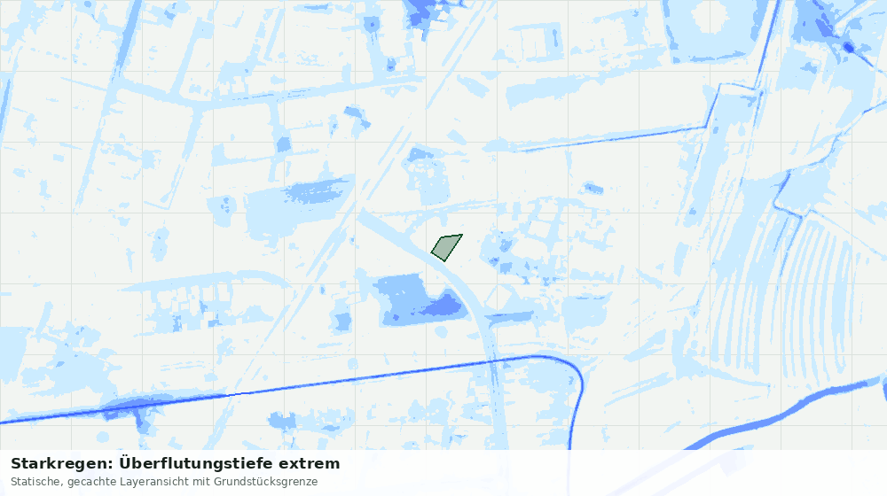 Statische Kartenansicht: Starkregen: Überflutungstiefe extrem