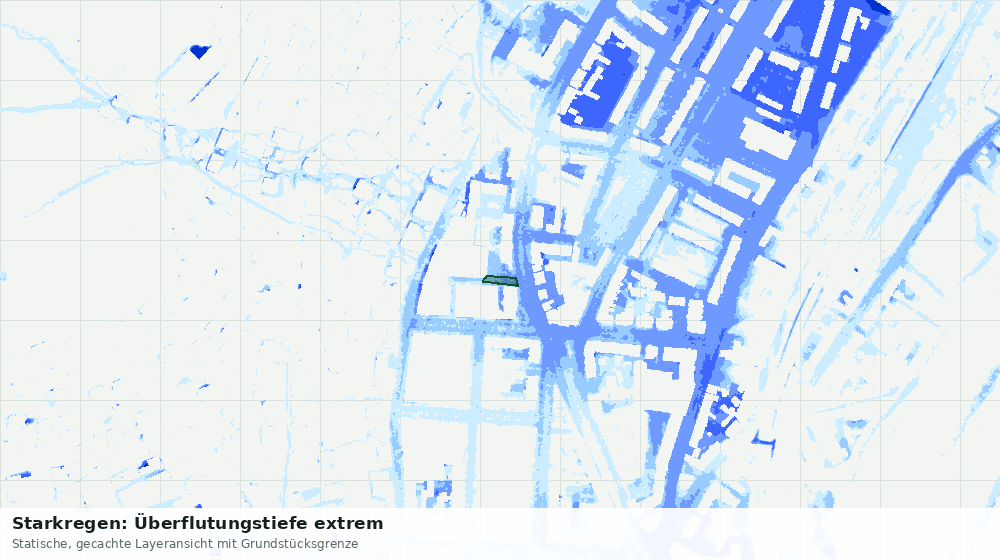 Statische Kartenansicht: Starkregen: Überflutungstiefe extrem