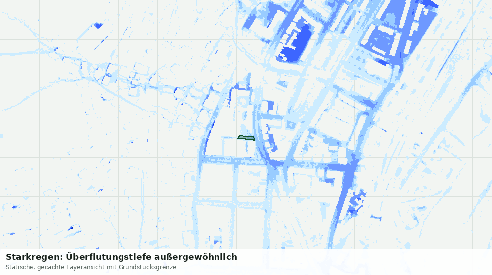 Statische Kartenansicht: Starkregen: Überflutungstiefe außergewöhnlich