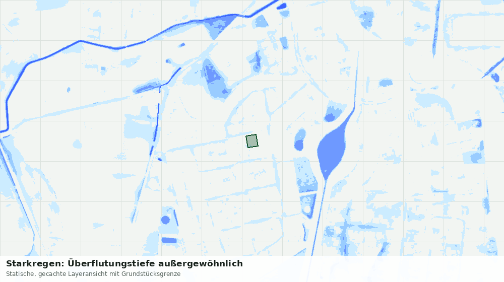 Statische Kartenansicht: Starkregen: Überflutungstiefe außergewöhnlich