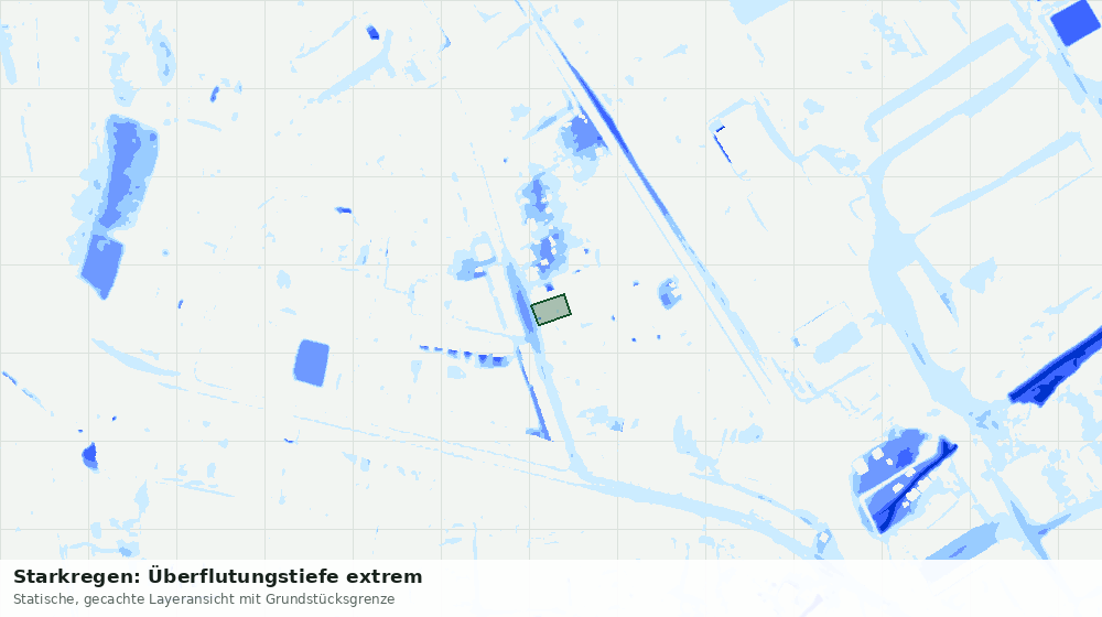 Statische Kartenansicht: Starkregen: Überflutungstiefe extrem