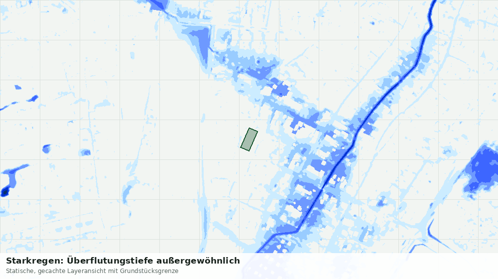 Statische Kartenansicht: Starkregen: Überflutungstiefe außergewöhnlich