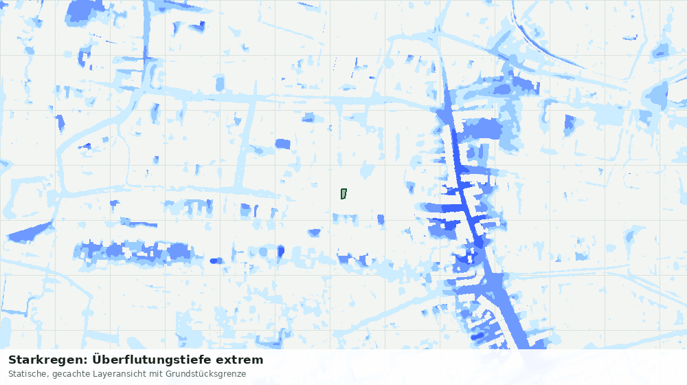 Statische Kartenansicht: Starkregen: Überflutungstiefe extrem