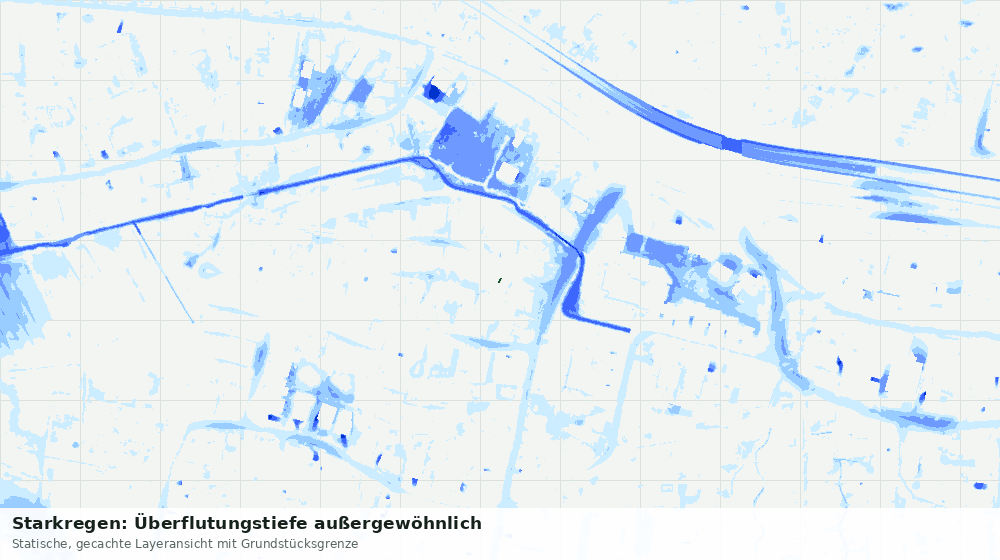 Statische Kartenansicht: Starkregen: Überflutungstiefe außergewöhnlich