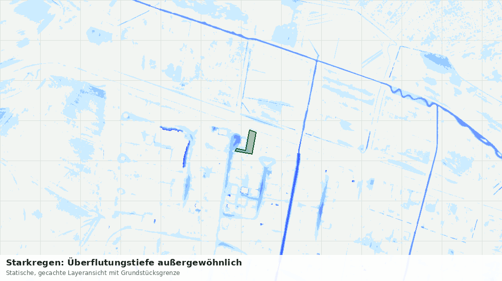 Statische Kartenansicht: Starkregen: Überflutungstiefe außergewöhnlich