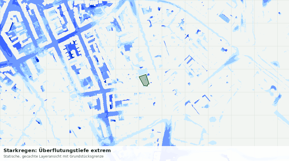 Statische Kartenansicht: Starkregen: Überflutungstiefe extrem
