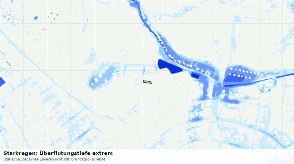 Statische Kartenansicht: Starkregen: Überflutungstiefe extrem