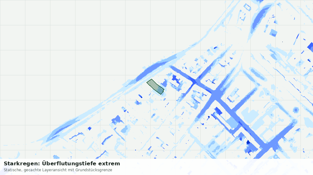 Statische Kartenansicht: Starkregen: Überflutungstiefe extrem