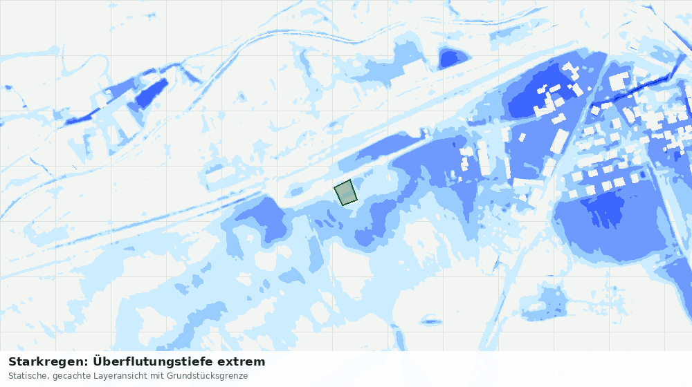 Statische Kartenansicht: Starkregen: Überflutungstiefe extrem