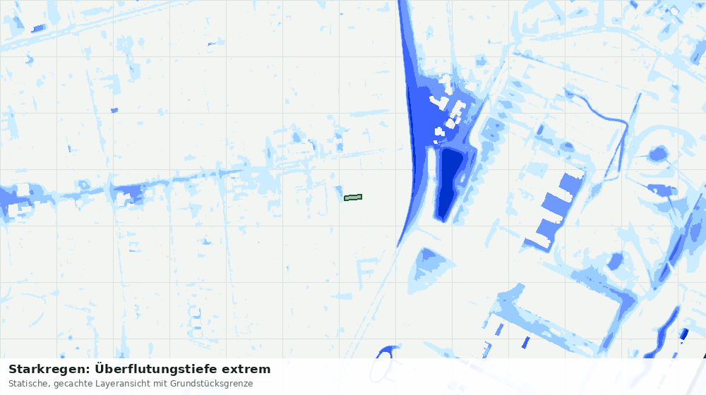 Statische Kartenansicht: Starkregen: Überflutungstiefe extrem