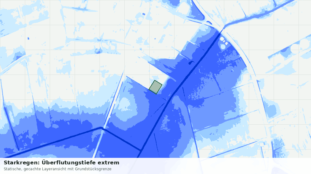 Statische Kartenansicht: Starkregen: Überflutungstiefe extrem