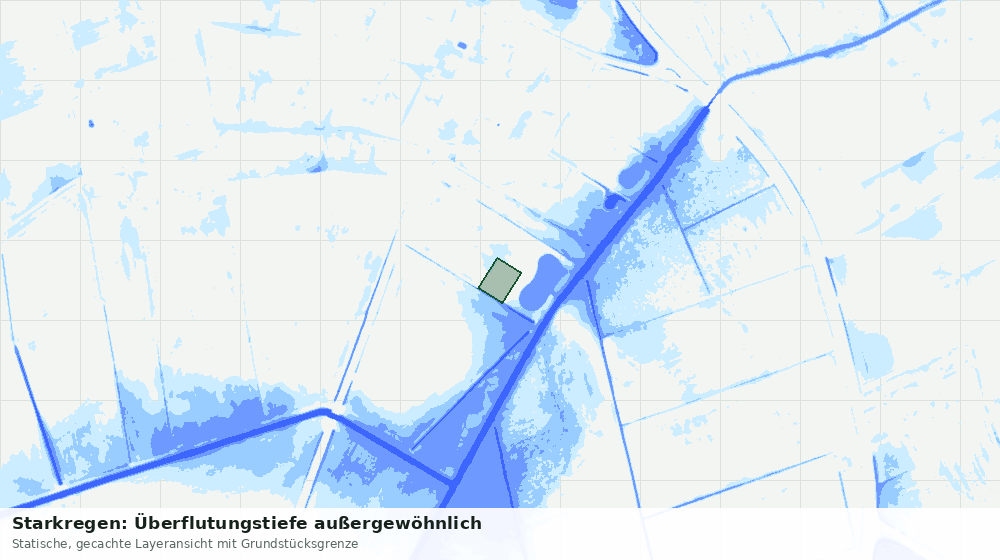 Statische Kartenansicht: Starkregen: Überflutungstiefe außergewöhnlich