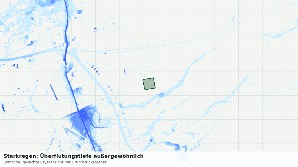Statische Kartenansicht: Starkregen: Überflutungstiefe außergewöhnlich