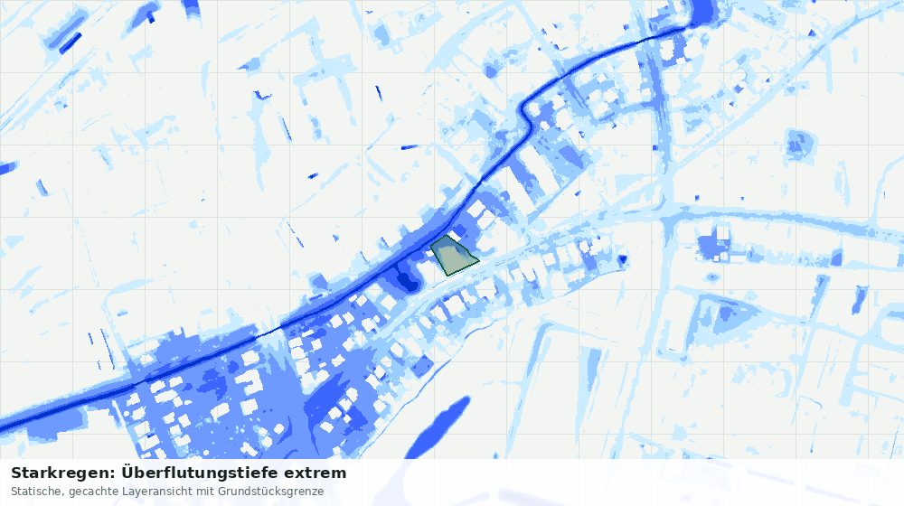 Statische Kartenansicht: Starkregen: Überflutungstiefe extrem