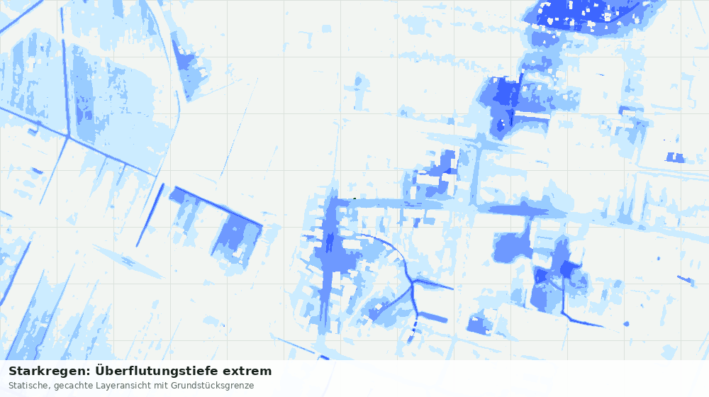 Statische Kartenansicht: Starkregen: Überflutungstiefe extrem
