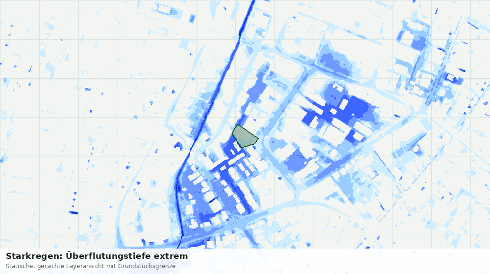 Statische Kartenansicht: Starkregen: Überflutungstiefe extrem